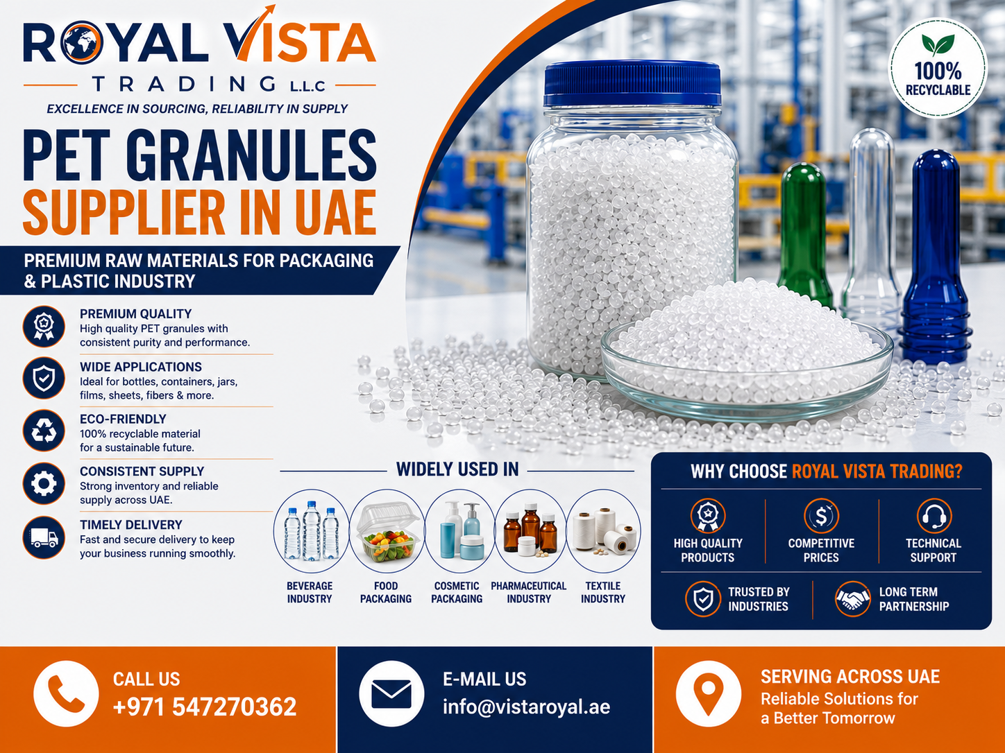 PET Granules Supplier UAE Premium Raw Materials for the Packaging & Plastic Industry